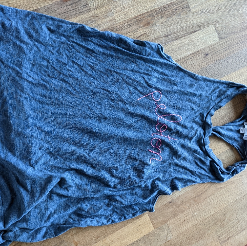 Peloton Twist Back Distressed Embroidered Tank